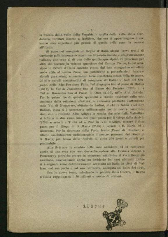 Carta-base dei nuovi confini d'Italia secondo le aspirazioni nazionali  : cenno esplicativo  / Giovanni Bertoldo