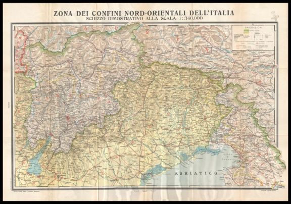 Zona dei confini nord-orientali dell'Italia  : schizzo dimostrativo alla scala 1  : 340. 000