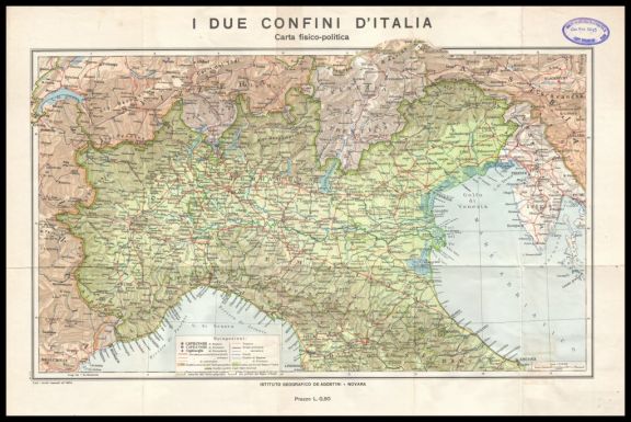 I *due confini d'Italia  : carta fisico-politica
