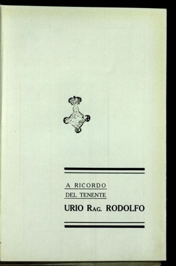A ricordo del tenente Urio rag. Rodolfo