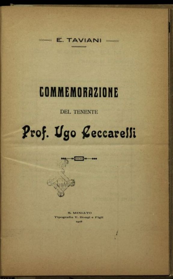 Commemorazione del tenente prof. Ugo Ceccarelli  / E. Taviani