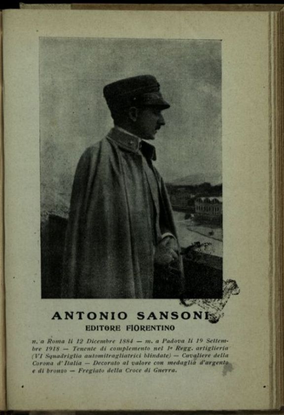 In memoria di Antonio Sansoni editore fiorentino, n. a Roma li 12 Dicembre 1884, morto a Padova li 19 settembre 1918 ..