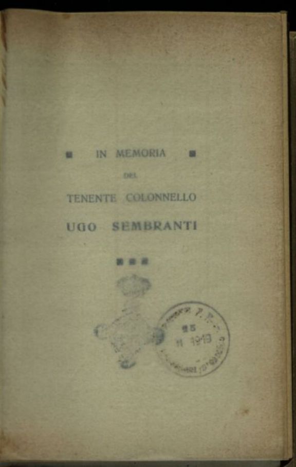 In memoria del tenente colonnello Ugo Sembranti