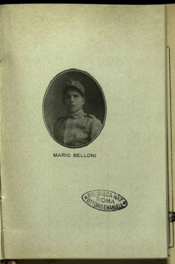 A Mario Belloni morto per la grandezza d'Italia il 4 Luglio 1918