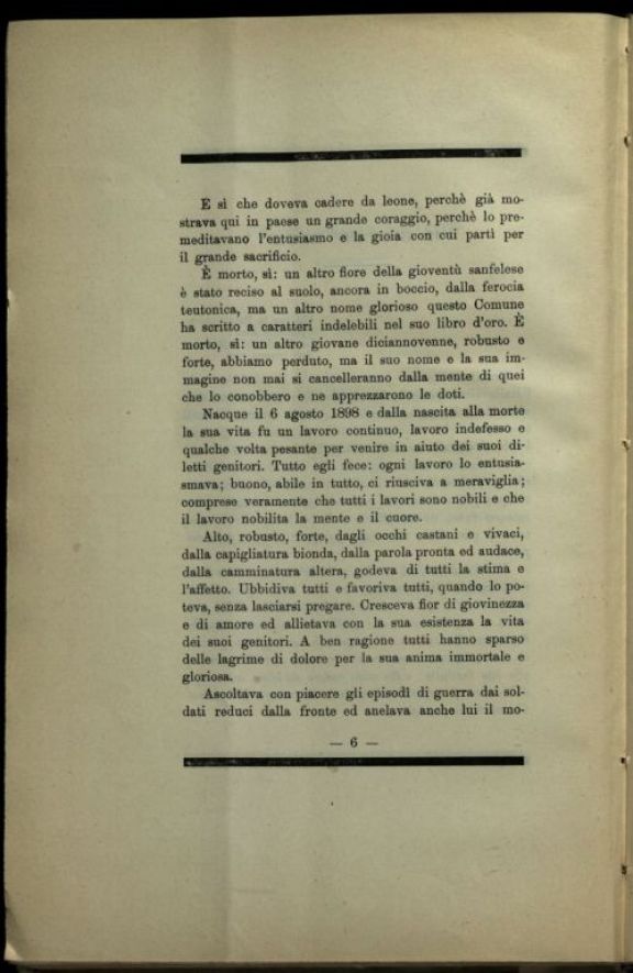 In memoria del caporale Emanuele Pellegrino, morto combattendo da prode il 28. agosto 1917