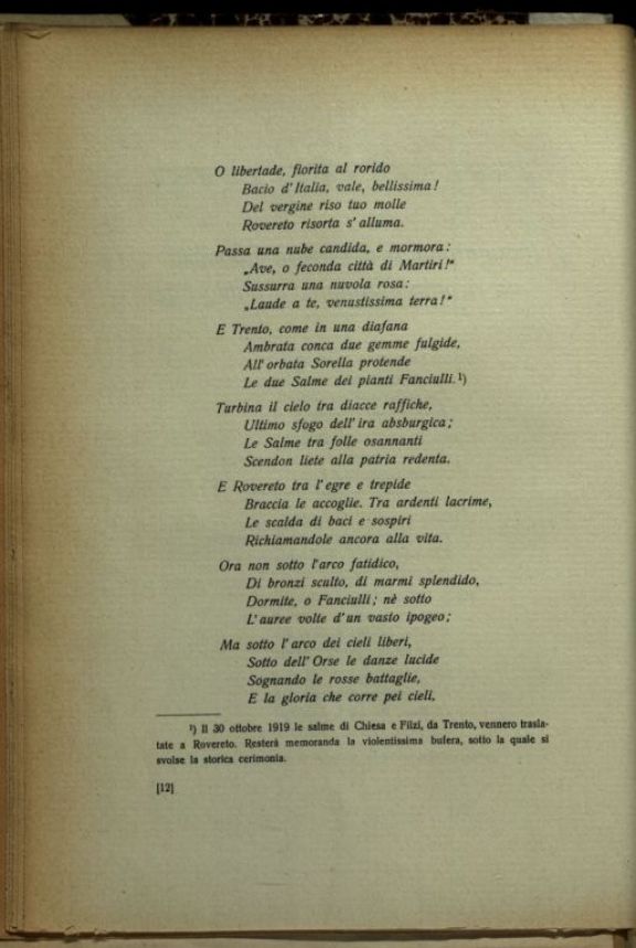Per Fabio Filzi  : nel decimo anniversario del martirio