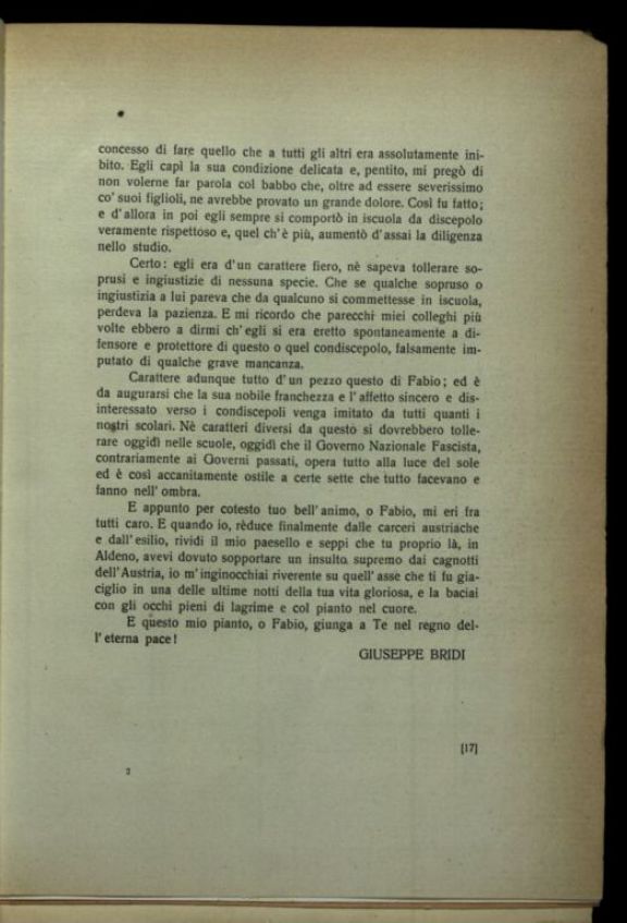 Per Fabio Filzi  : nel decimo anniversario del martirio