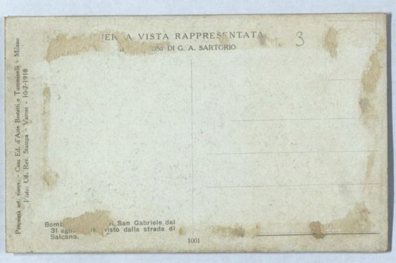 Bombardamento del S.Gabriele 31 agosto 1917 visto dalla strada di Salcano