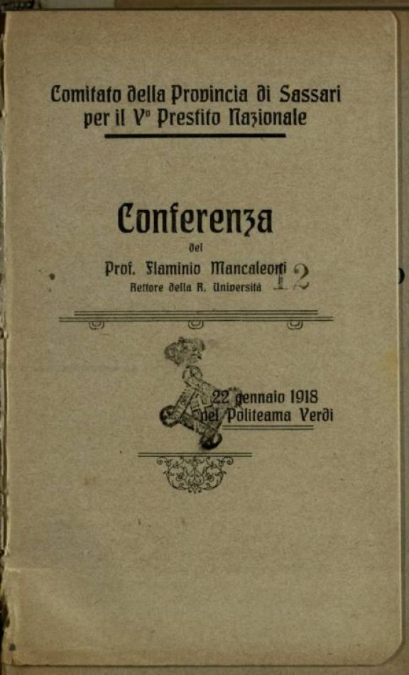 Conferenza  : 22 gennaio 1918 nel politeama Verdi  / Flaminio Mancaleoni