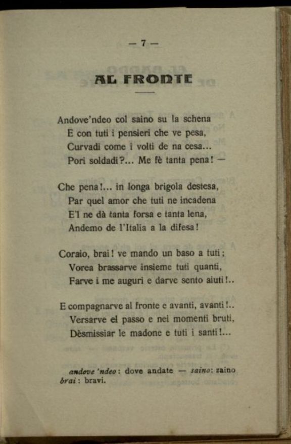 La *Guera  : sonetti veronesi  / di Attilio Turco  ; pubblicato a cura e a totale beneficio del Comitato Nazionale per le biblioteche del soldato..