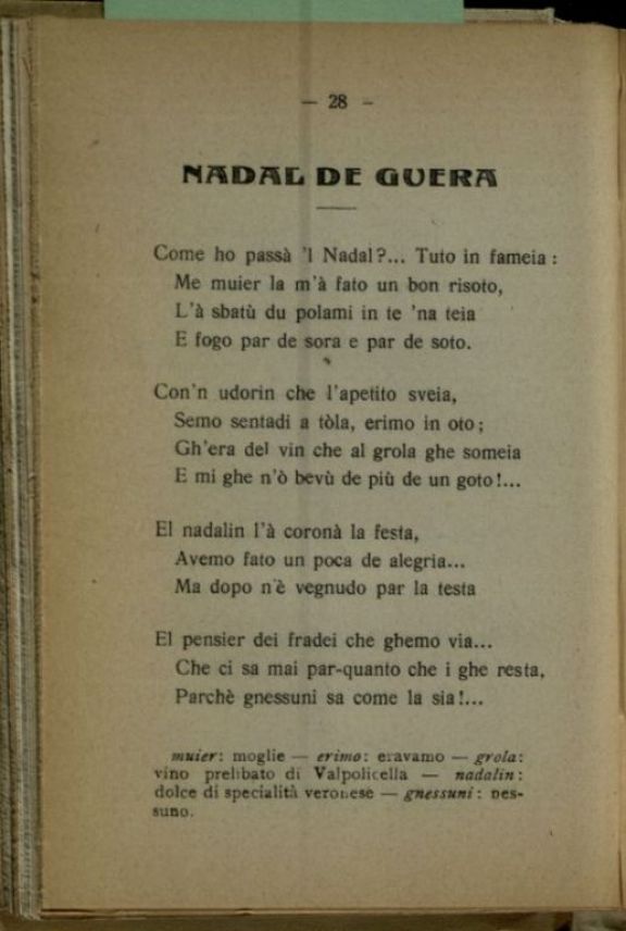 La *Guera  : sonetti veronesi  / di Attilio Turco  ; pubblicato a cura e a totale beneficio del Comitato Nazionale per le biblioteche del soldato..