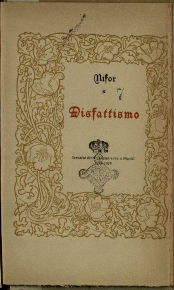 Disfattismo  : scenette dint'o gambrinus a Napoli, 1915-1918