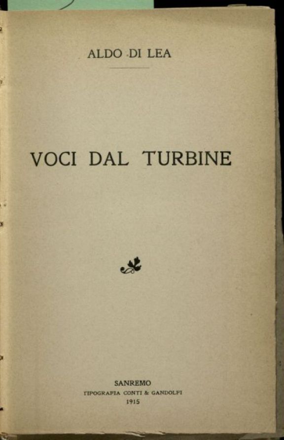 Voci dal turbine  / Aldo Di Lea