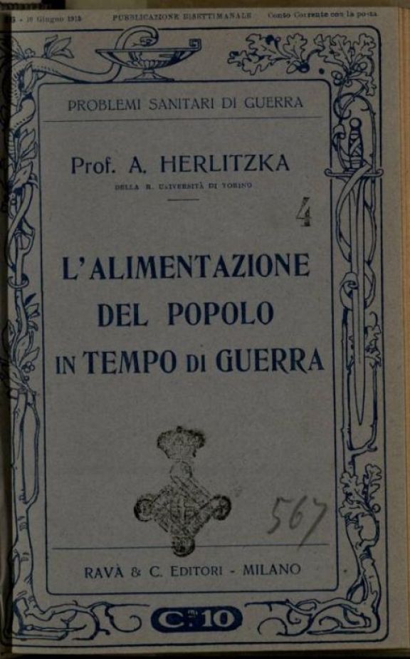 L'*alimentazione del popolo in tempo di guerra  / A. Herlitzka