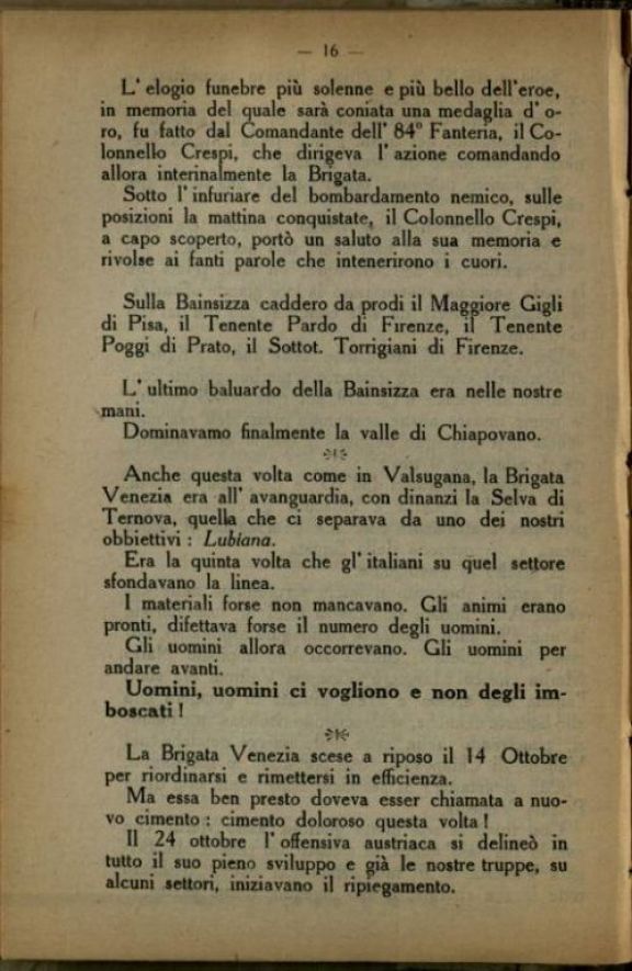 La *Brigata Venezia (83-84 fanteria) dai primi giorni della guerra ad oggi  : conferenza tenuta dal tenente Enrico Taddei nella "Sala dei Duegento" in Firenze il giorno 21 Aprile 1918  / Enrico Taddei