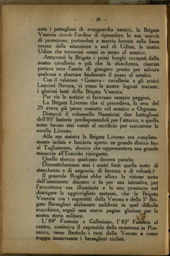 La *Brigata Venezia (83-84 fanteria) dai primi giorni della guerra ad oggi  : conferenza tenuta dal tenente Enrico Taddei nella "Sala dei Duegento" in Firenze il giorno 21 Aprile 1918  / Enrico Taddei