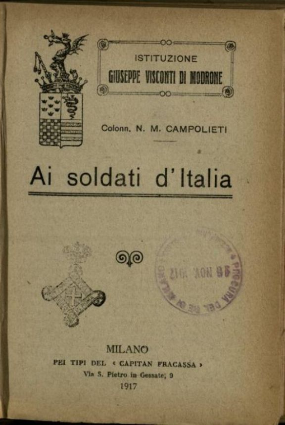 Ai soldati d'Italia  / N.M. Campolieti