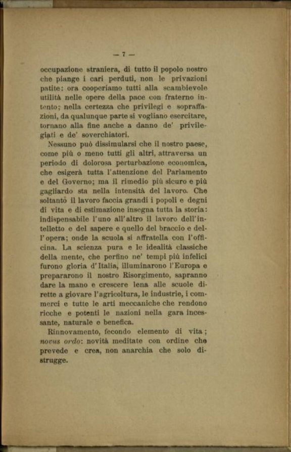 Indirizzo del Senato in risposta al discorso della corona  / relatore il senatore Attilio Hortis (tornata dell'8 dicembre 1919)  ; Sulla proroga dell'esercizio provvisorio dei bilanci