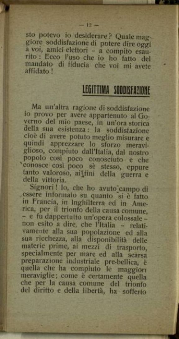 Discorso dell'on. Cesare Nava ai suoi elettori  : Monza 12 gennaio 1919