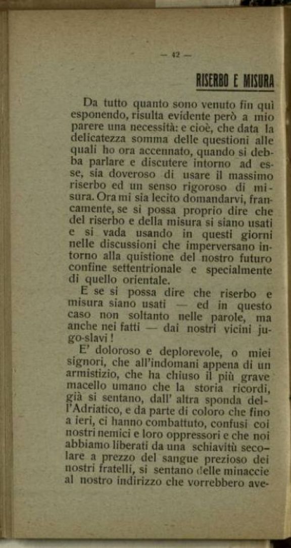 Discorso dell'on. Cesare Nava ai suoi elettori  : Monza 12 gennaio 1919