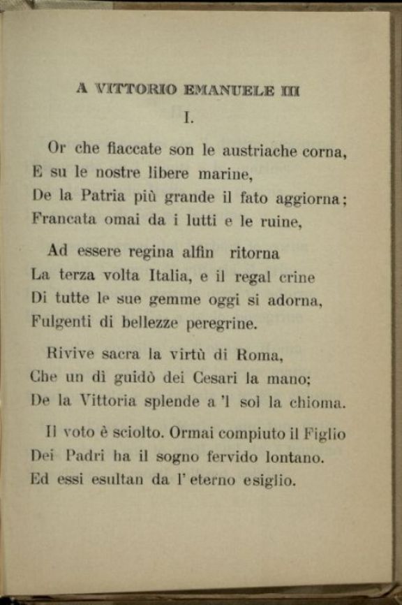 A Vittorio Emanuele 3., re d'Italia, nell'ora sacra della Vittoria della patria gli abruzzesi