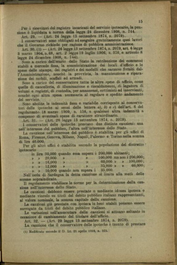 Testo unico della legge per le tasse ipotecarie  : pubblicato con Decreto Luogotenenziale 6 gennaio 1918, n.135