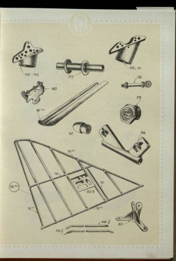 Catalogo dei pezzi componenti il biplano P.D. e P.E