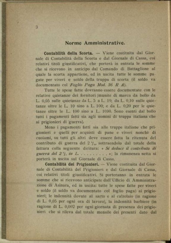 Raccolta delle disposizioni da osservarsi dai comandanti dei distaccamenti prigionieri di guerra lavoratori in Sardegna