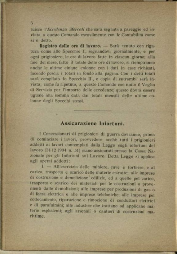 Raccolta delle disposizioni da osservarsi dai comandanti dei distaccamenti prigionieri di guerra lavoratori in Sardegna