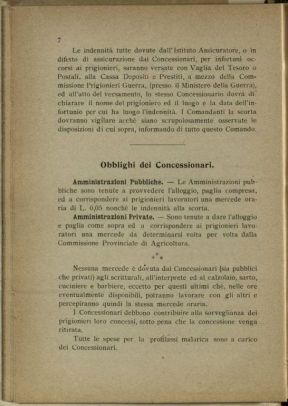 Raccolta delle disposizioni da osservarsi dai comandanti dei distaccamenti prigionieri di guerra lavoratori in Sardegna