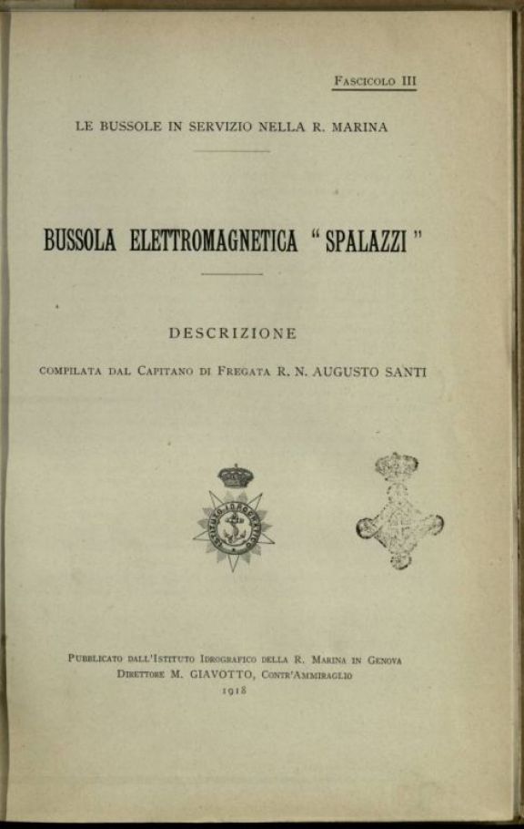Bussola elettromagnetica Spalazzi  : descrizione  / Augusto Santi