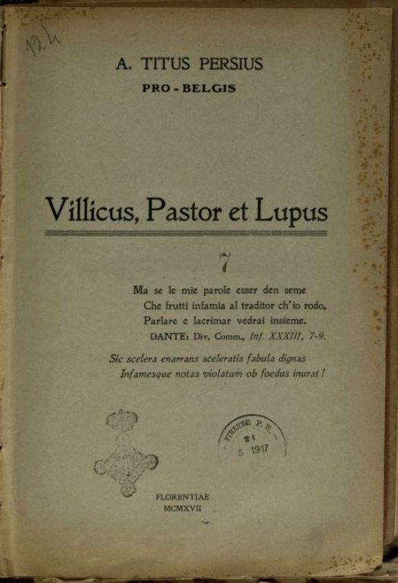 Villicus, pastor et lupus  / A. Titus Persius
