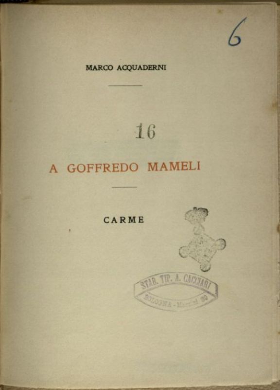 A Goffredo Mameli  : carme  / Marco Acquaderni