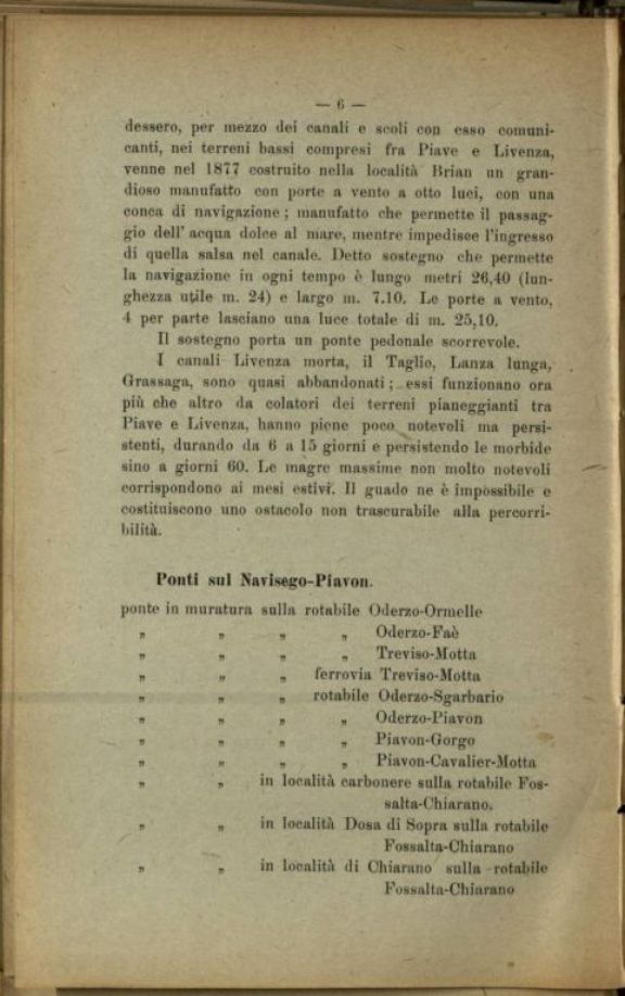 I *corsi d'acqua ed i canali fra la Livenza e la Piave