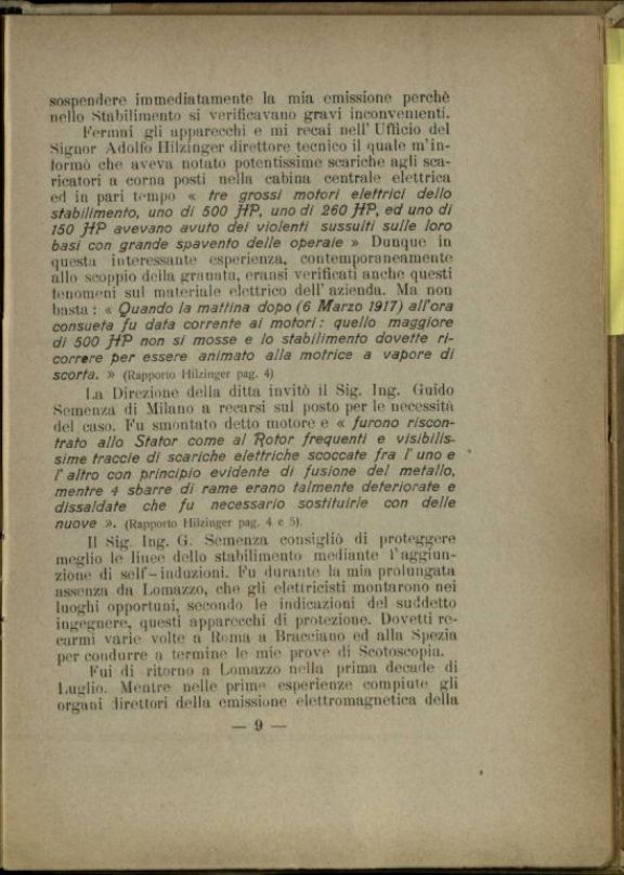 Alcune considerazioni sulle mie ultime esperienze di radiobalistica eseguite al Campo Sperimentale di Lomazzo nel luglio 1917  / Giulio Ulivi