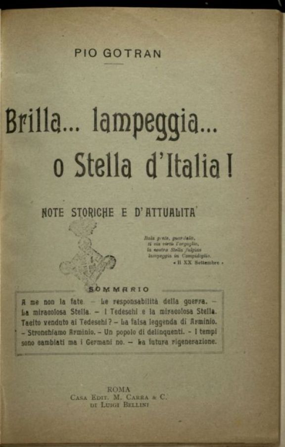 Brilla... lampeggia... o Stella d'Italia|  : note storiche e d'attualit