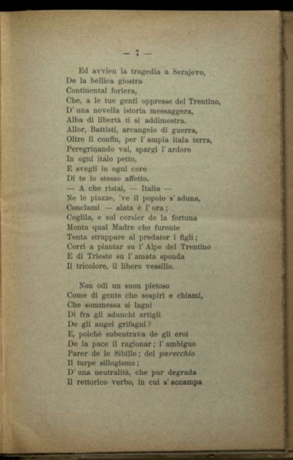 Cesare Battisti  : Canto. Inni e versi della Quarta Guerra  / Francesco Marengo