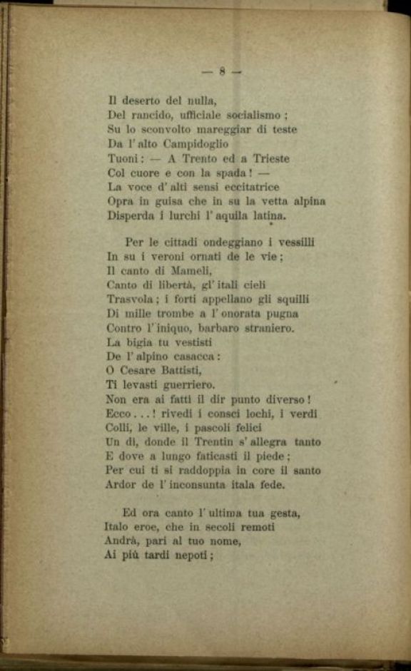 Cesare Battisti  : Canto. Inni e versi della Quarta Guerra  / Francesco Marengo