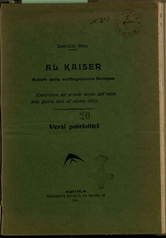 Al Kaiser  : versi patriottici  / Simplicio Rosa