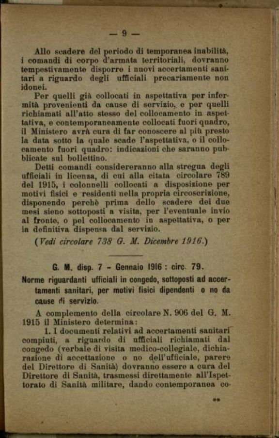 Accertamenti sanitari per gli ufficiali del Regio Esercito in servizio permanente e delle categorie in congedo  : principali d. l. e circolari ministeriali  : (gennaio 1915 - agosto 1918)