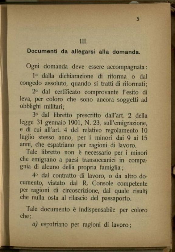 Domande di passaporto per l'estero  : indicazioni pratiche e brevi per norma dei sindaci e segretari comunali  / raccolte da Venosta Alfredo