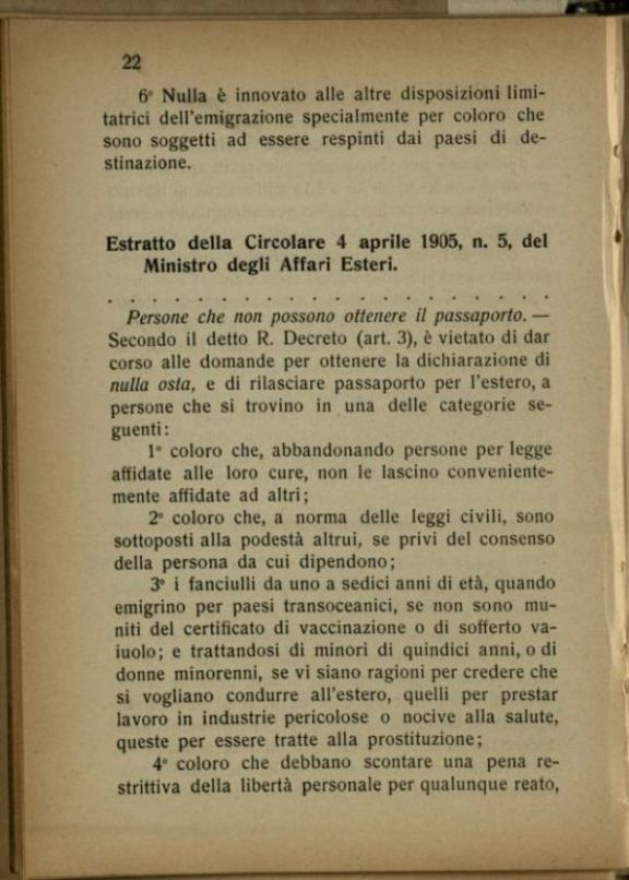 Domande di passaporto per l'estero  : indicazioni pratiche e brevi per norma dei sindaci e segretari comunali  / raccolte da Venosta Alfredo