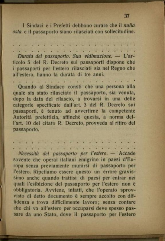 Domande di passaporto per l'estero  : indicazioni pratiche e brevi per norma dei sindaci e segretari comunali  / raccolte da Venosta Alfredo