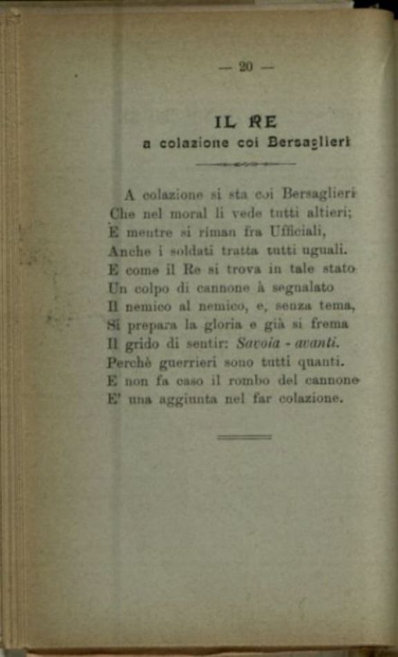 Al primo soldato re Vittorio Emanuele 3.  / [poesie di Felice Manfredi]