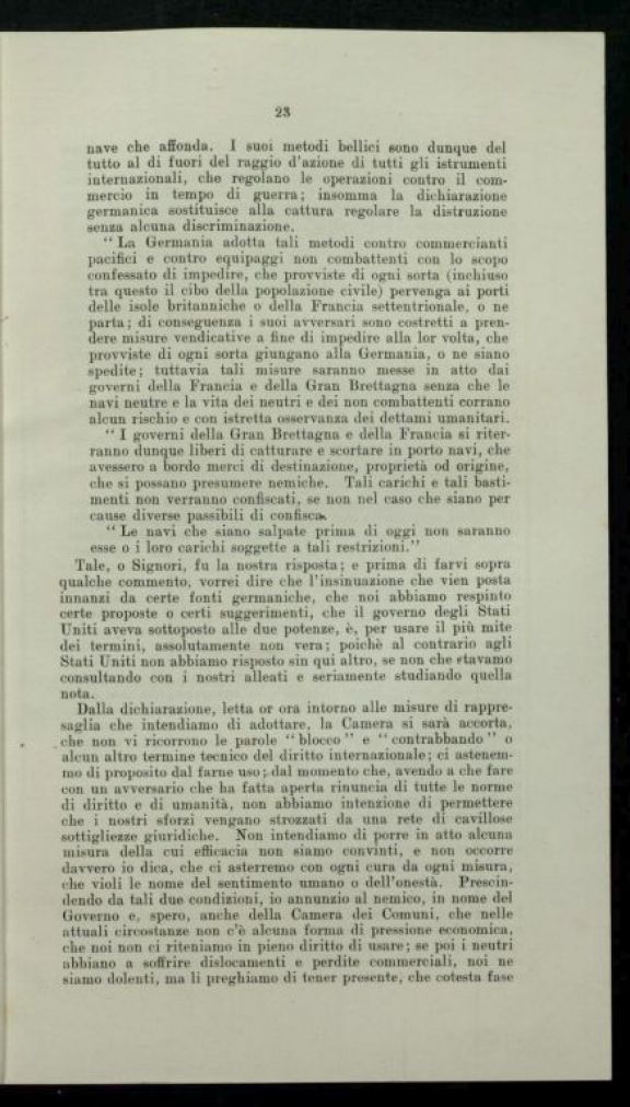 La *guerra sul mare  : discorsi pronunciati dall'on. Winston Churchill e dall'on H. H. Asquith e la risposta del Ministero degli esteri britannico alla nota americana dei 16 febbraio