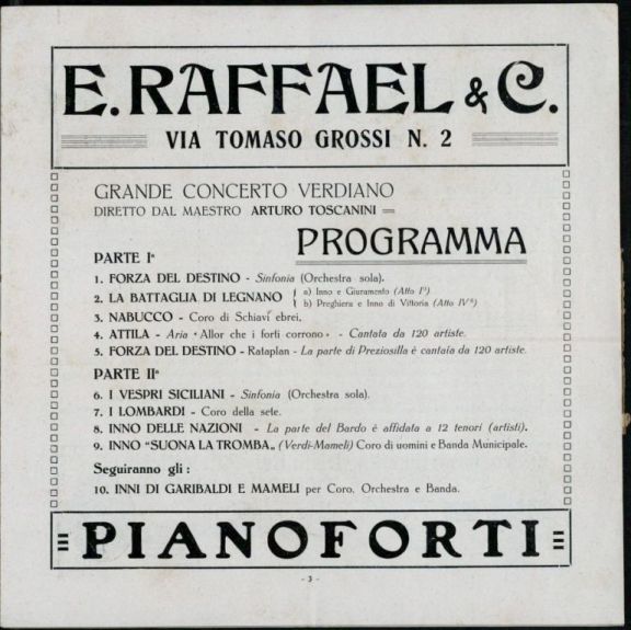 Arena  : grande concerto verdiano  / diretto dal maestro Arturo Toscanini