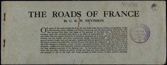 The *roads of France  / by C. R. W. Nevinson