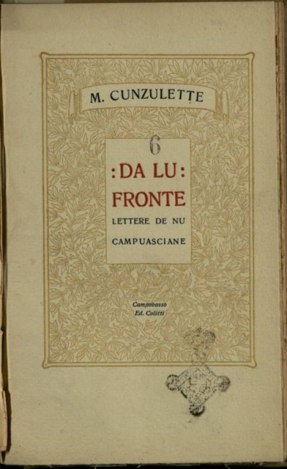 Da lu fronte  : lettere de nu campuasciane  / M. Cunzulette