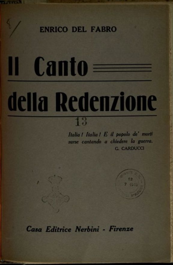 Il *canto della redenzione  / Enrico Del Fabro