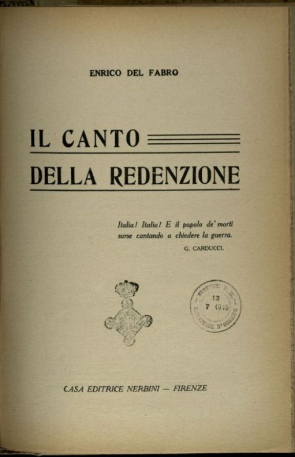 Il *canto della redenzione  / Enrico Del Fabro
